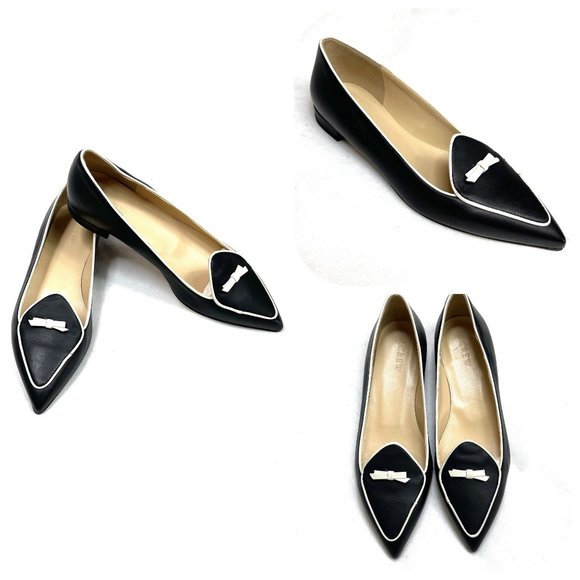 NWT J.Crew Black and White Loafers with Bow Detail - Picture 2 of 10